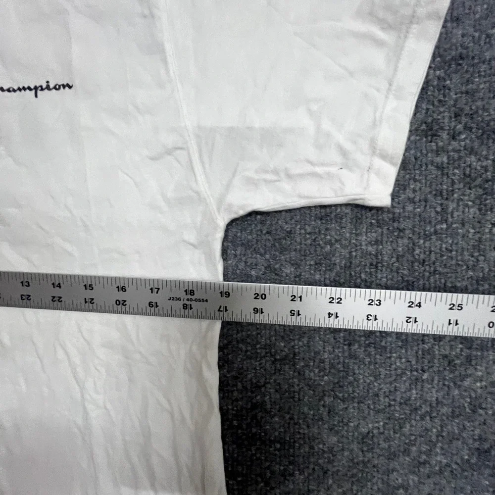 Champion T-Shirt Mens Size M White Graphic Back Logo Short Sleeve Fair Condition - Picture 6 of 7